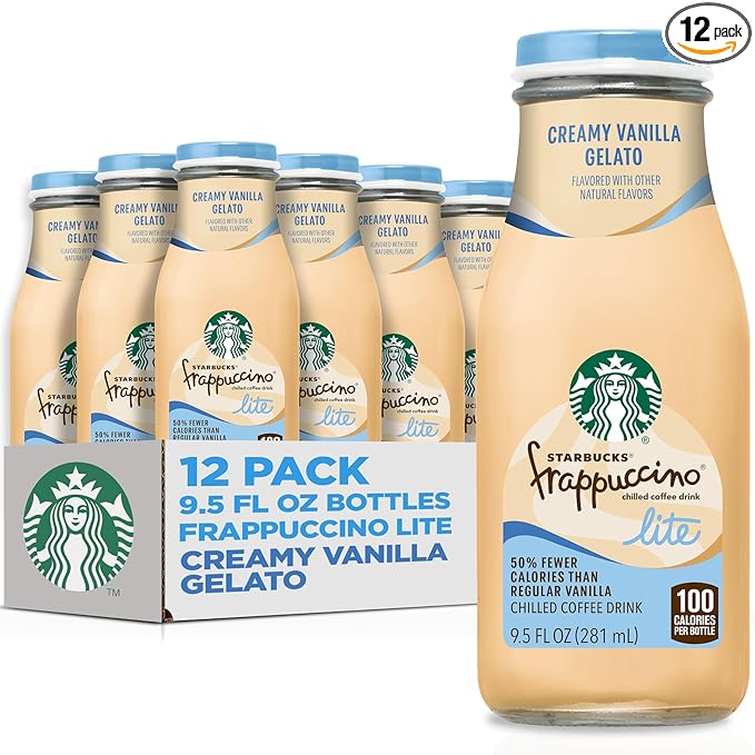 Starbucks Frappuccino Lite Creamy Vanilla Gelato 9.5 Fl Oz Bottles (Pack of 12)