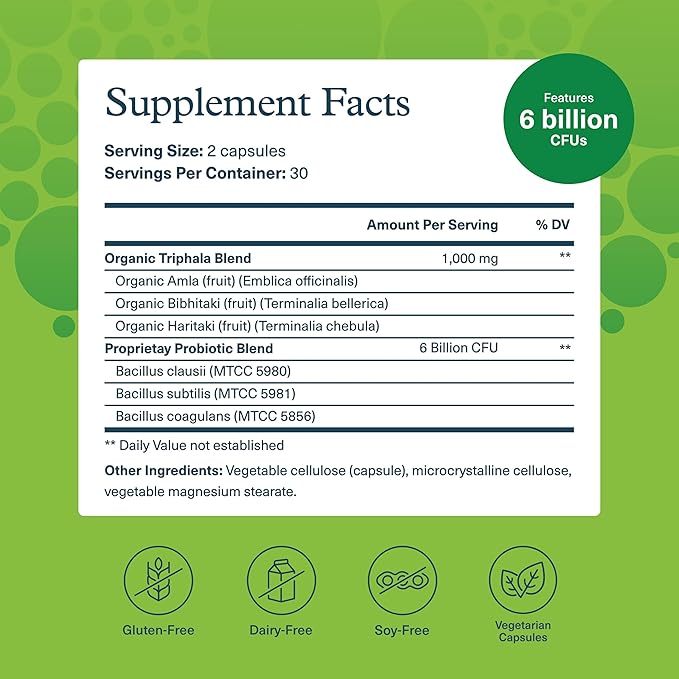 Youtheory Spore Probiotic - Helps Gut Health* - 6 Billion CFU with Prebiotics - Supports Regular Bowel Movement &amp Diarrhea Relief* - Shelf Stable - 60 Vegetarian Capsules (30-Day Supply)