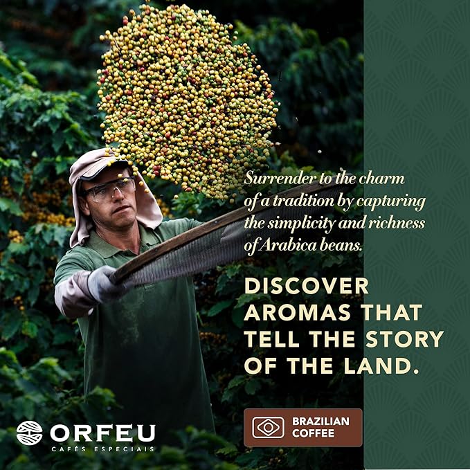 ORFEU - Special Coffee Intense - 100% Arabica Coffee Dark Roast Ground &amp Roasted Aroma of Toasted Caramel &amp Fruit Jam Low Acidity Made In Brazil Velvety Body - 250g (8.8oz)