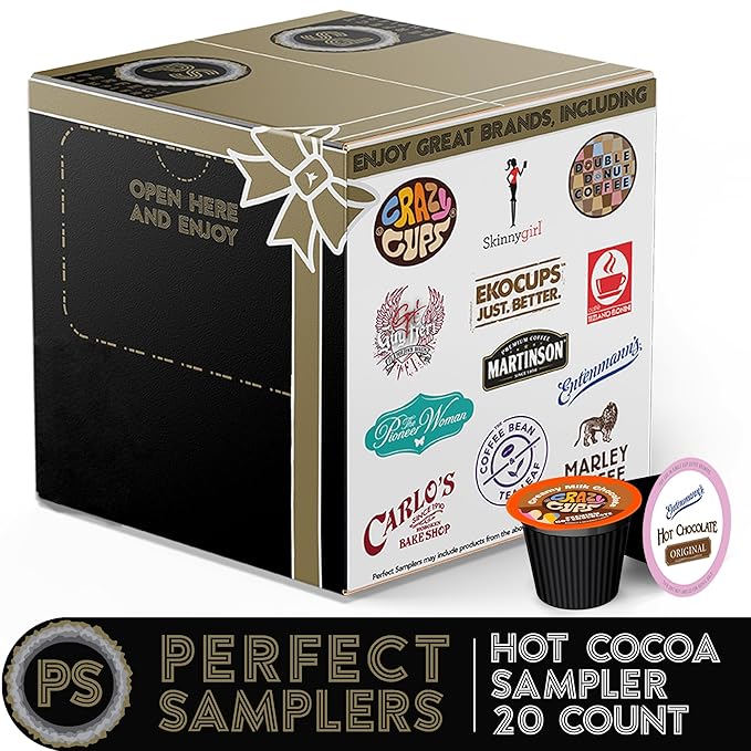 Perfect Samplers Hot Chocolate Pods Variety Pack Sampler Hot Cocoa Single Serve Cups for Keurig K Cup Brewers 20 Count