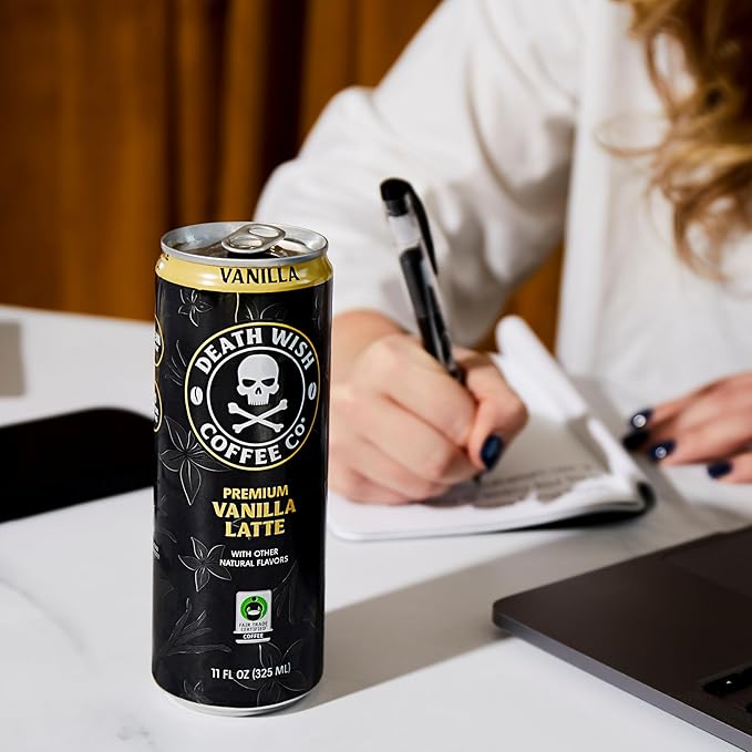Death Wish Coffee Iced Coffee Cold Brew 8g Protein Fair Trade (Vanilla Latte)