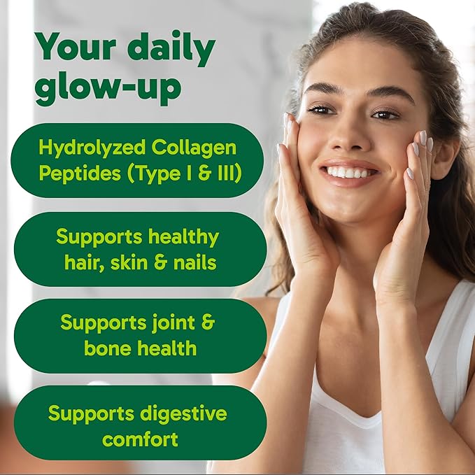 Organika Collagen Powder - for Healthy Hair Skin Nails and Joints. Hydrolyzed Protein Peptides for Better Absorption- Grass-Fed Non-GMO- Unflavoured- 2.2lbs