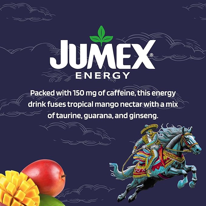 Jumex Mango Nectar Energy Drink 150 mg of Caffeine Real Fruit Juice 15 fl oz (Pack of 12)