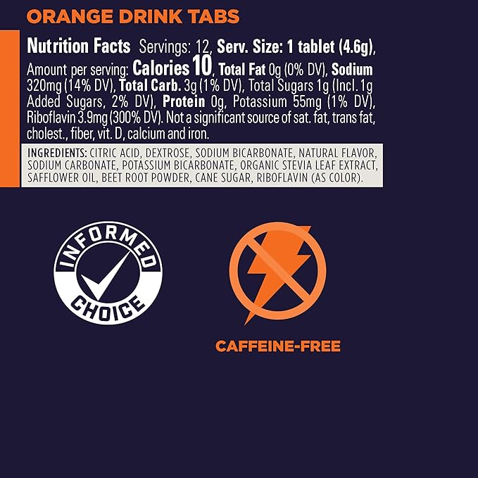 GU Energy Hydration Drink Tabs - Electrolyte Tablets for Fitness &amp Endurance Sports Rehydration Beverage Orange 96 Servings