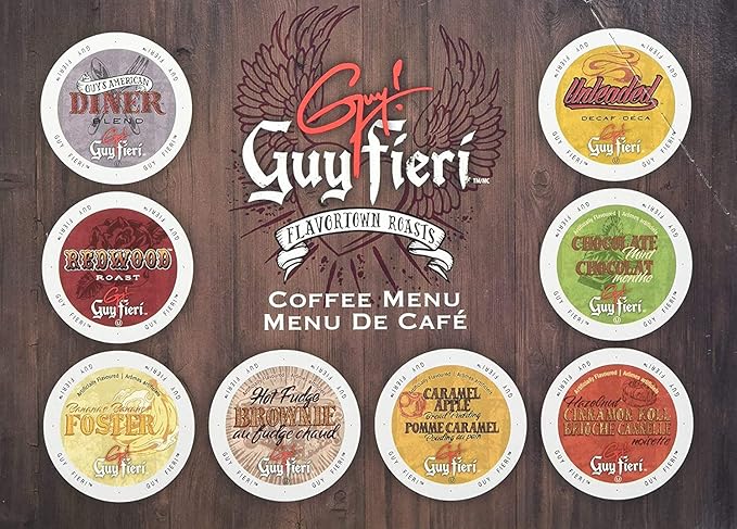 Guy Fieri Flavortown Roasts Decaffeinated Coffee Pods Unleaded Medium Roast Decaf Coffee Single Serve Cups for Keurig K Cup Brewers24 Count(Pack of 1)