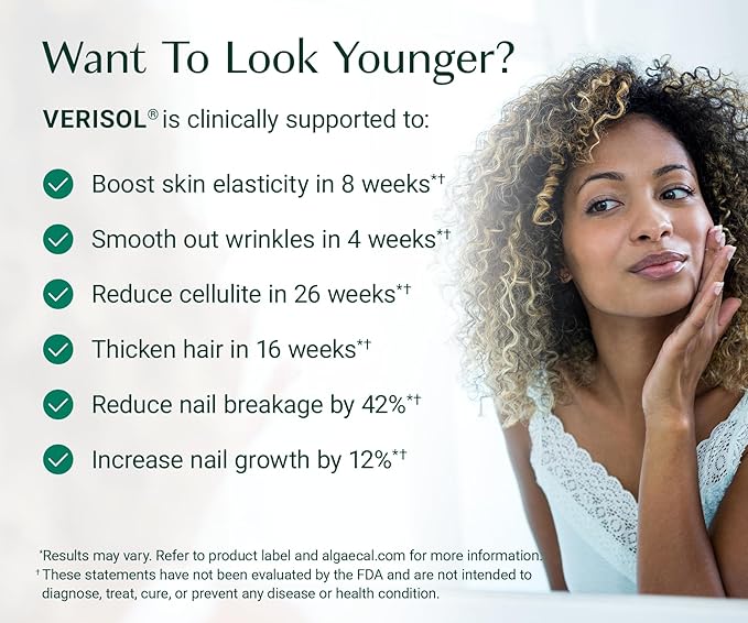 ALGAECAL Collagen - 4 Clinically-Supported Peptides VERISOL® FORTIGEL® UC-II® FORTIBONE® Anti-Aging Hydrolyzed Collagen Powder 3 Packs Made in USA