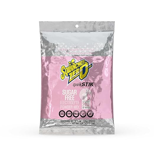 Sqwincher Zero Sugar Hydration Bundle with Strawberry Lemonade Drink Mix (Pack of 50) and Assorted Flavor Freezer Pops (50 Count)