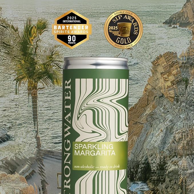 Strongwater Sparkling Non Alcoholic Margarita to Go - 12 Pack Cans (8.4 Fl Oz Each) Virgin Margarita Mocktail - Ready to Drink Nonalcoholic Cocktail with Lime Juice Agave &amp Nothing Artificial