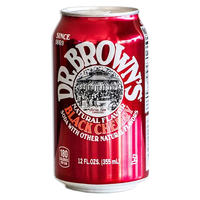Dr Brown's Black Cherry Soda - Smooth Refreshing Crisp Cherry Flavors - 12 12oz Cans