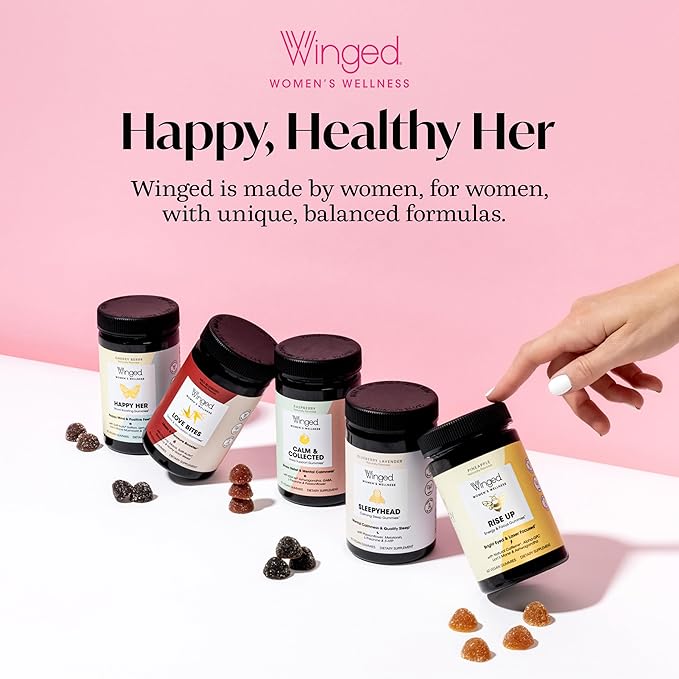 Winged Wellness Glow Up Collagen Powder for Women - Hair Skin &amp Nails Beauty Supplement with Grass-Fed Hydrolyzed Collagen Peptides Adaptogens Vitamin C &amp Biotin - 25 Servings Unflavored