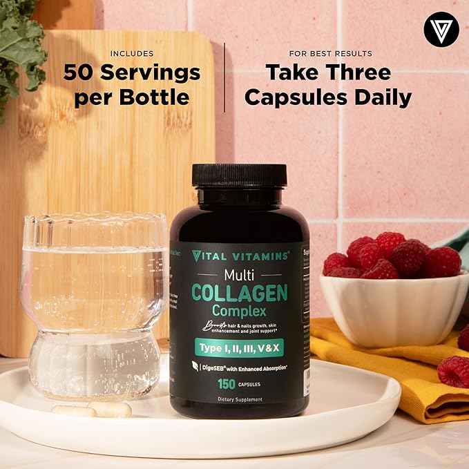 Vital Vitamins Multi-Collagen 150 ct + Hyaluronic Acid Capsules 60 ct