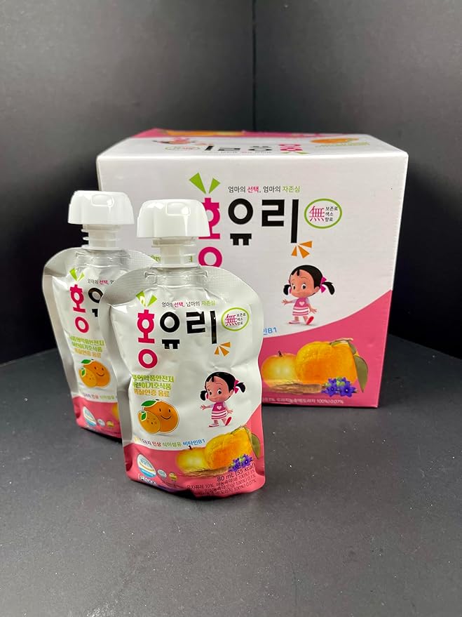 Hong Yuri Korean Children's Mixed Puree Juice Drink 80ml Pouches 10-Pack Box
