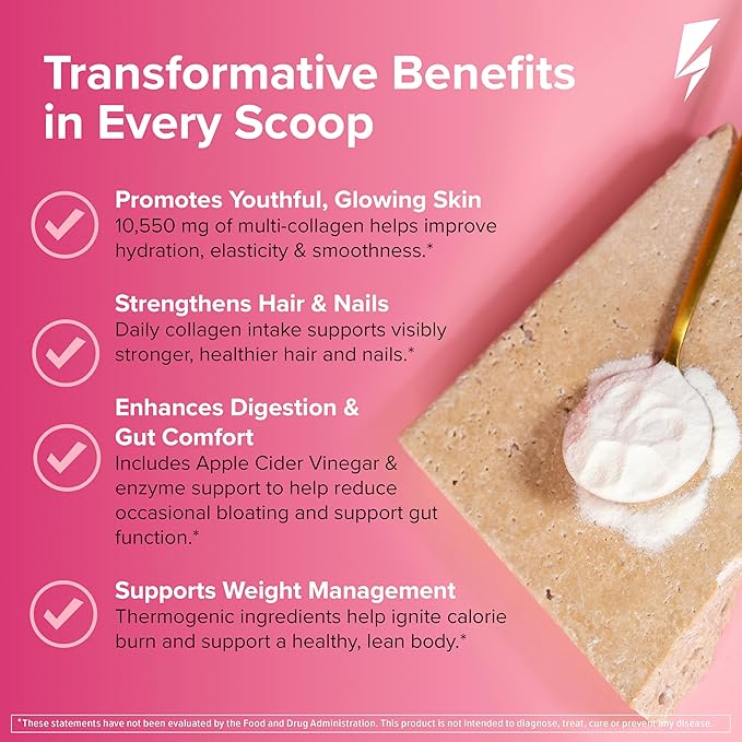 InnoSupps InnoGlow Multi Collagen Peptides Powder for Weight Loss - Thermogenic Fat Burner and Anti Aging Collagen Powder for Women - Hair Skin Nails Joint Support - 20 Servings (Watermelon)