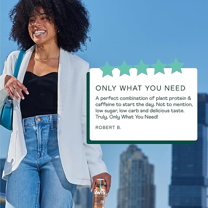OWYN Only What You Need Double Shot Dairy Free Keto Protein Coffee Shake Caramel Macchiato 0g Sugar 20g Plant Based Protein 180mg Caffeine Gluten &amp Soy Free Non-GMO Vegan (12 Pack 12 Fl Oz