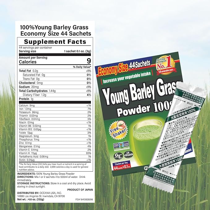 Yamamoto Kanpoh YAMAKAN Young Barley Grass Powder Grass Juice for Gut Health &amp Vitality Rich in Vitamins &amp Minerals for Women &amp Men Super Greens Powder Non GMO Gluten-Free &amp Vegan