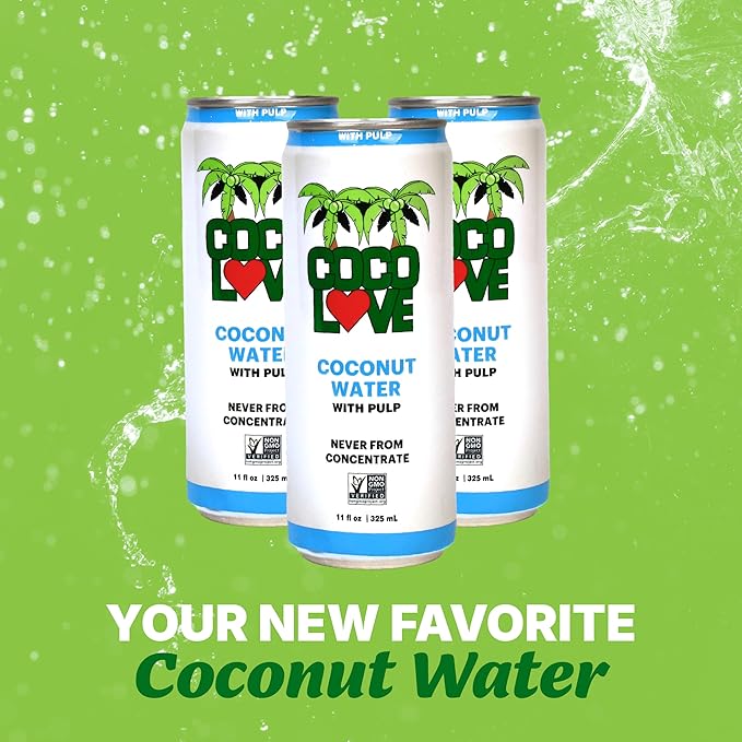 CocoLove 100% Coconut Water with Pulp | 11 Fl Oz - 325 mL (12 Pack)