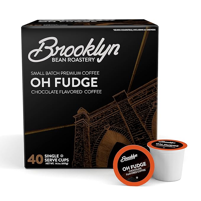 Brooklyn Beans Oh Fudge Gourmet Coffee Pods - Compatible with Keurig K Cup Brewers Including 2.0 Machines 40 Count Rich Chocolate Flavored