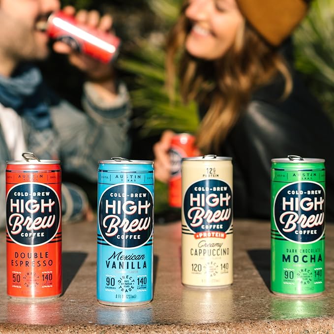 HIGH Brew Coffee Cold Brew Coffee + Protein Creamy Cappuccino 8 Oz Can 12/pack