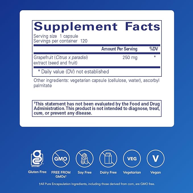 Pure Encapsulations Grapefruit Seed Extract | Supplement to Support The Balance of Intestinal Microorganisms and G.I. Tract* | 120 Capsules