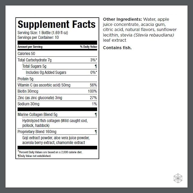 Isagenix Collagen Elixir - Drink with Marine Collagen Peptides - Support a Youthful Appearance with Vitamin C Zinc &amp Biotin - 50 mL