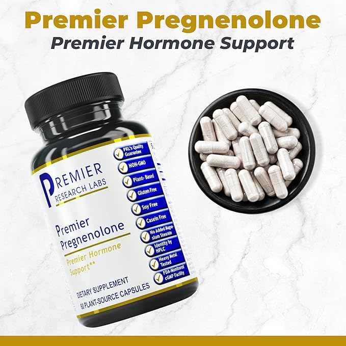 Premier Research Labs Premier Pregnenolone - 100mg Pregnenolone for Hormone Support Precursor to Progesterone Testosterone Estrogen Pregnenolone Supplement for Women &amp Men - 60 Vegetarian Caps