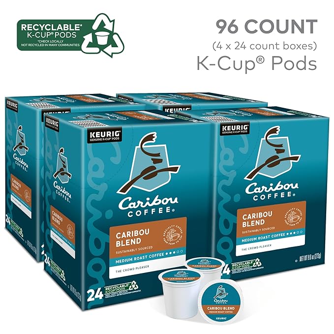 Caribou Coffee® Single-Serve Coffee K-Cup® Caribou Blend 96 Count (4 Packs of 24)