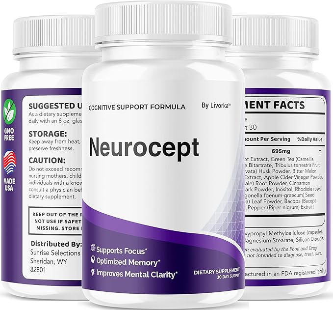 (3 Pack) Neurocept Brain Supplement Capsules - Official Neuro cept Brain &amp Memory Focus Support Advanced Formula Neurocept Pills Daily Support for Overall Health &amp Wellness 180 Capsules for