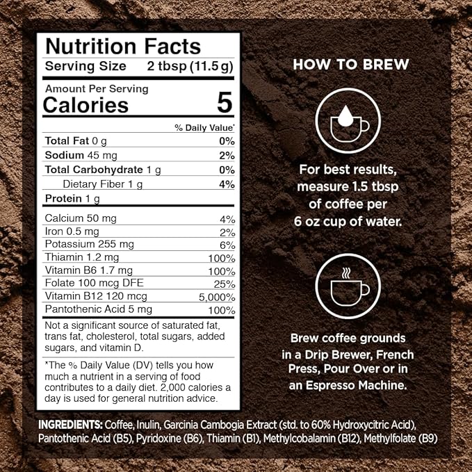 VitaCup Slim Organic Coffee Pods Diet Support with Ginseng Garcinia B Vitamins Bold Medium Dark Roast Single Serve Pod Compatible with Keurig K-Cup Brewers16 Ct