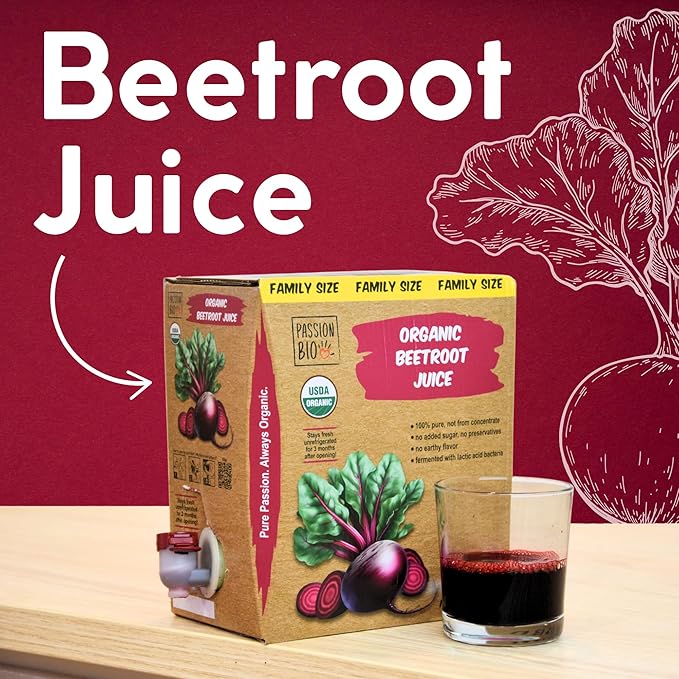 Organic Beetroot Juice Box 101.4 Fl Oz | Pure Beet Juice Not From Concentrate | Organic Vegan Non-GMO | No Added Sugar Easy-Pour Tap Packaging