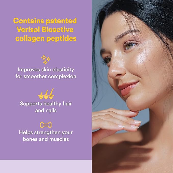 Natural Factors Total Body Collagen - Bioactive Collagen Supplement for Hair &amp Nail Growth Support - Healthy Skin Supplement with Protein Vitamin C &amp More - Pomegranate 500 g (38 Servings)