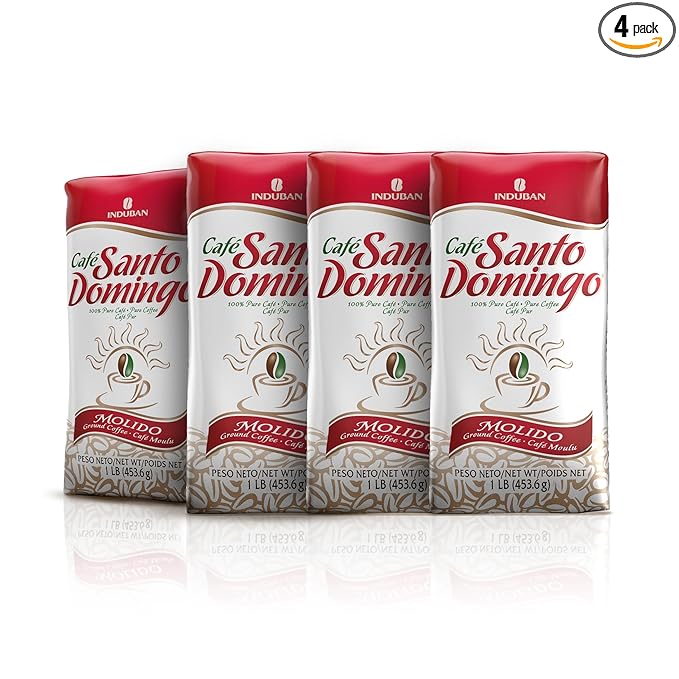 Café Santo Domingo 16 oz Bag Ground Coffee Medium Roast - Product from the Dominican Republic (Pack of 4)