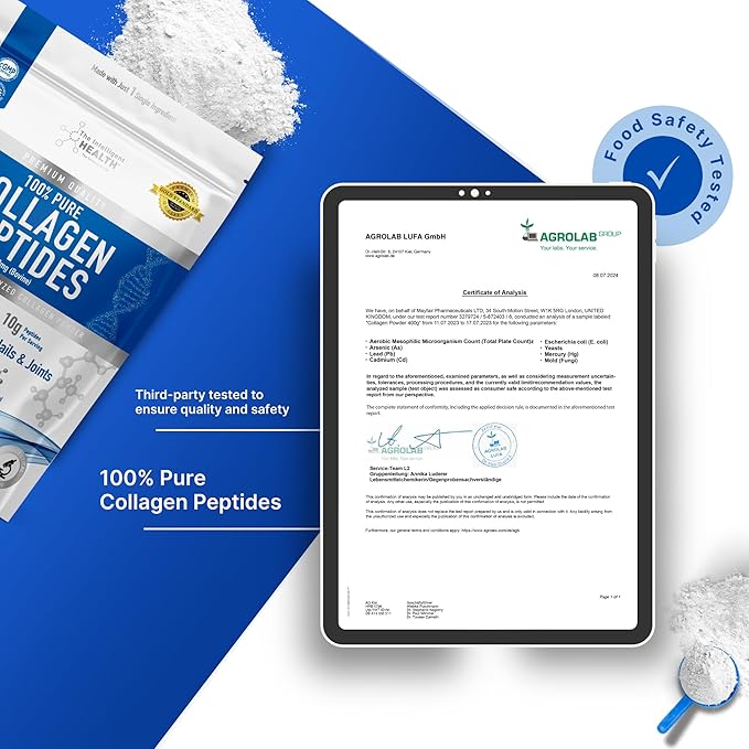 The Intelligent Health Collagen Peptides Powder 45 Servings Hydrolyzed Collagen Type I &amp III Grass Fed Unflavored Gluten Free Keto/Paleo 10g Servings 15.9 Oz Skin Support Hair Nail Jo