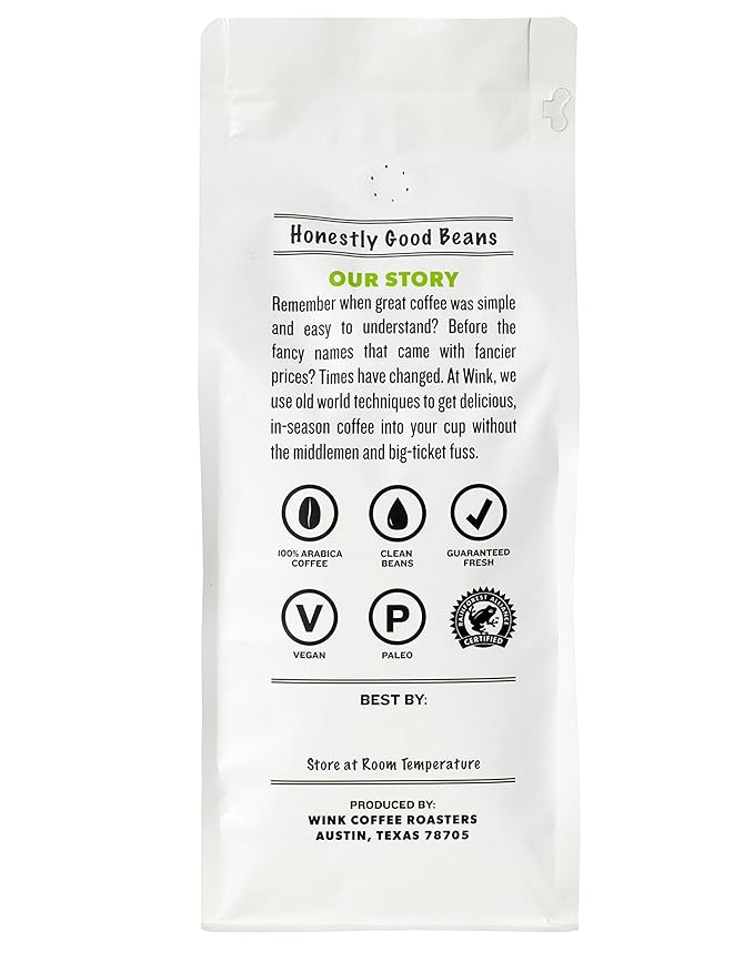 Wink Coffee Medium Dark Roast Large 2.2lb bag Low Acid Whole Bean Coffee 'Cold Brew Reserve' Single Origin Colombian Arabica Beans Smooth Sustainably Sourced