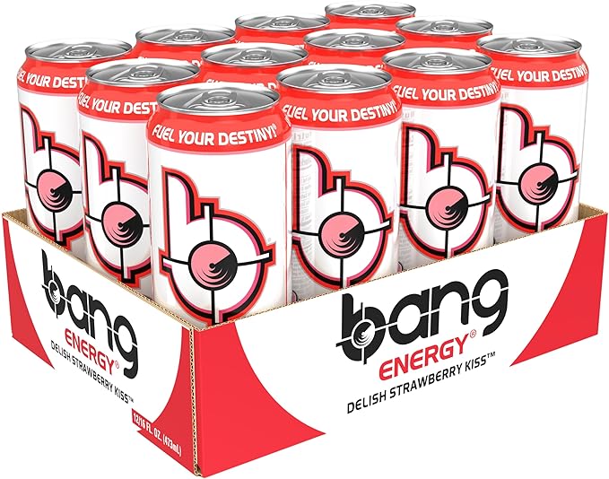 Bang Energy Delish Strawberry Kiss Sugar-Free Energy Drink 16 Fl Oz | Pack of 12