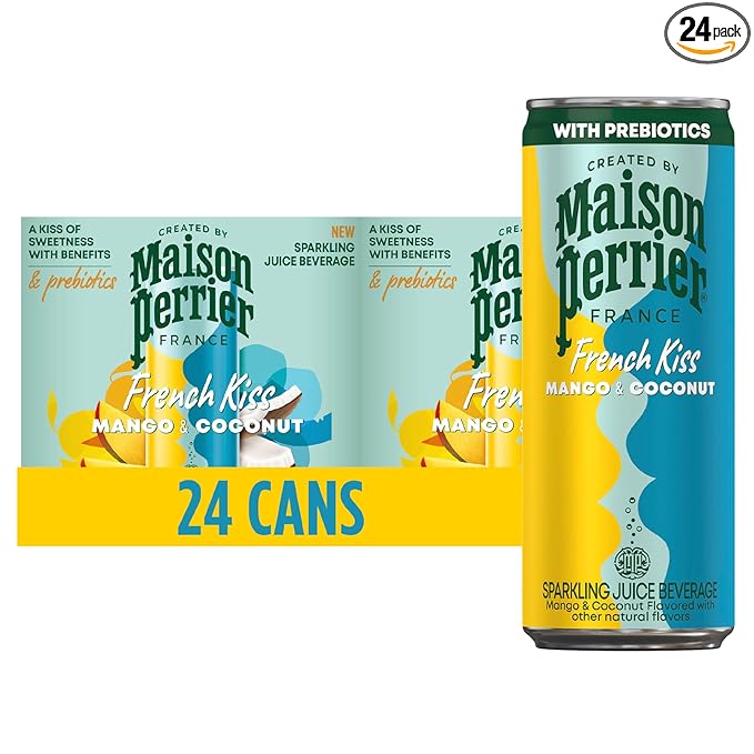 Maison Perrier French Kiss Sweetened Sparkling Juice Beverage Mango &amp Coconut Flavors With Real Fruit Juices 24Pk