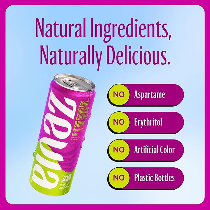 Zevia Zero Calorie Energy Drink 4-Flavor Medley Variety Pack 12 Ounce Cans (Pack of 12)