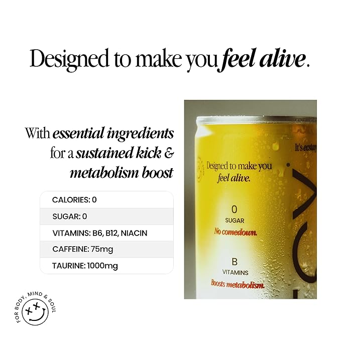 XTCY Mango Bango Euphoric Energy - 75mg Non-Extreme Caffeine Sugar Free Zero Calories (12 Pack)