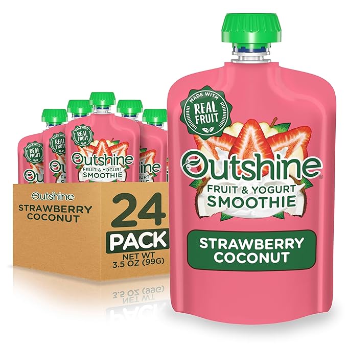 Outshine Smoothie Fruit &amp Yogurt Smoothie Pouches - Strawberry Coconut (24 Pack)