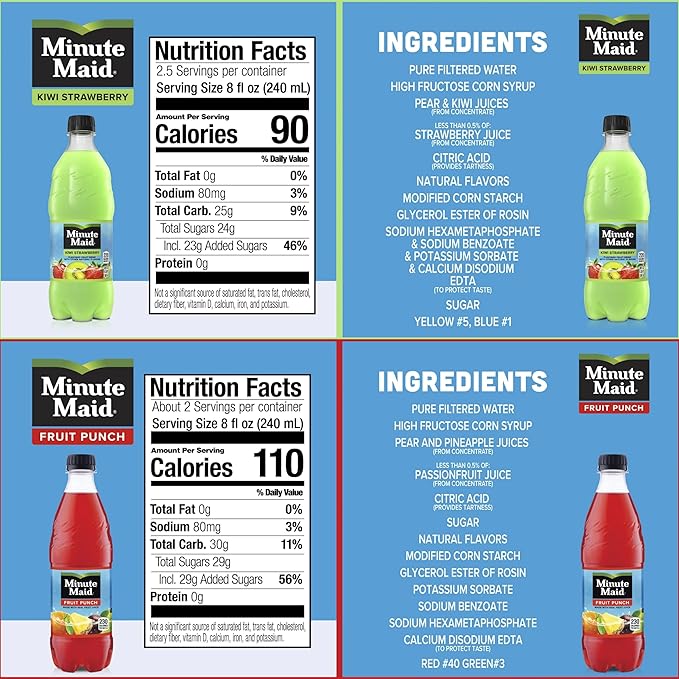 Minute Maid Fruit Punch 5 Flavors Variety Pack Lemonade And Fruit Drinks 20 Oz (Pack of 10)