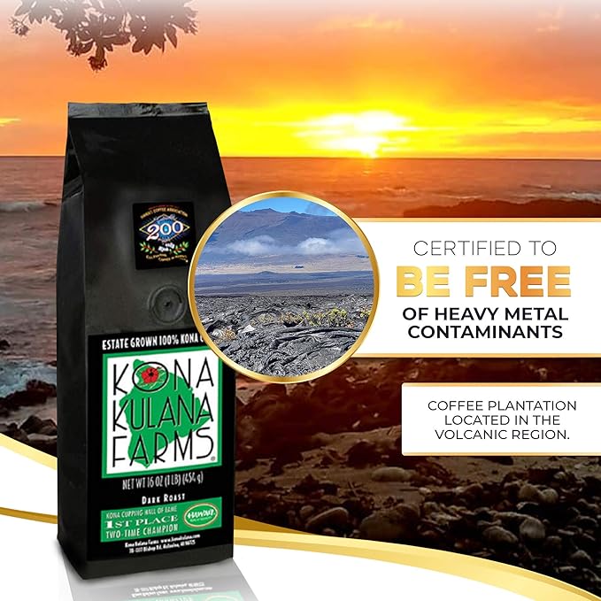 Kona Coffee Whole Bean – 100% Hawaiian Kona Coffee Beans Single Origin Dark Roast Fresh Roasted Whole Bean for Drip French Press &amp Espresso Kona Kulana Farms – 16oz
