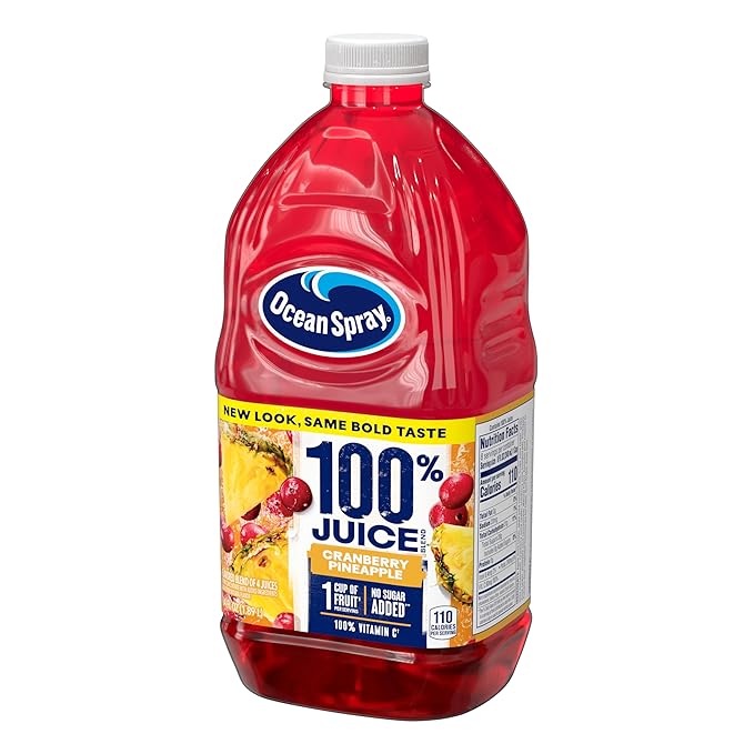 Ocean Spray® 100% Juice Cranberry Pineapple Juice Blend 64 Fl Oz Bottle (Pack of 8)