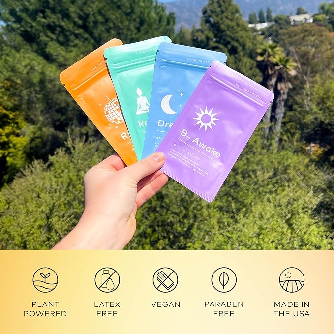 The Good Patch Most Loved Patches – Awake B12 for Energy Dream for Sleep Rescue for Recovery Relax for Calm – Plant-Powered (16 Patches)