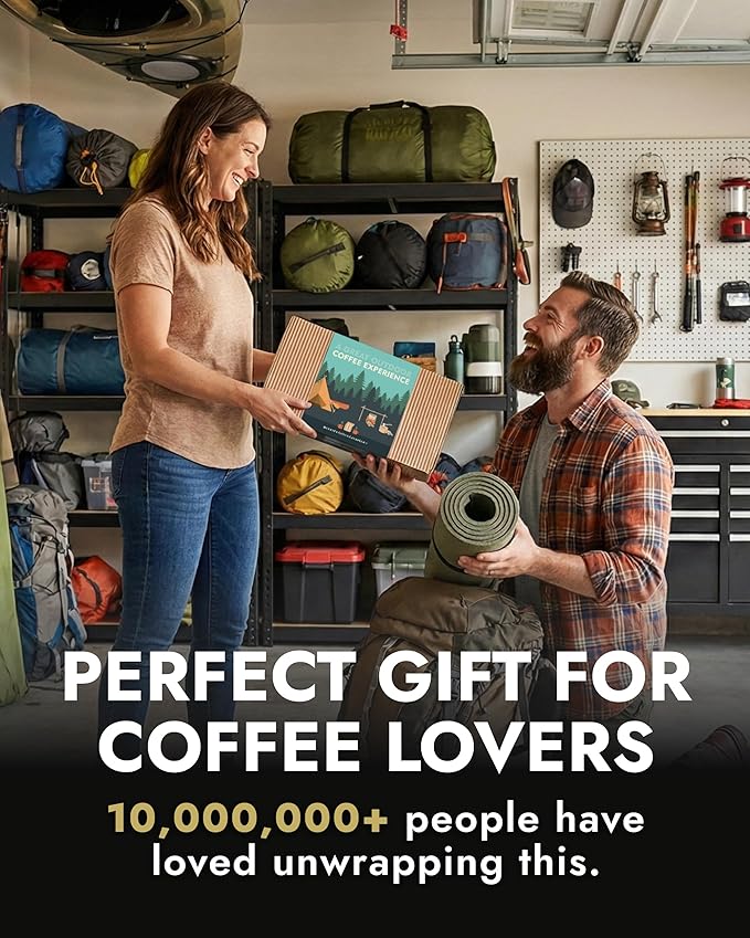 Gourmet Outdoor Coffee Gift Set for Men &amp Women - 10 World's Finest Single Origin Specialty &amp Organic Coffees in Innovative Brewers | Sampler Box for Coffee Lover to Brew &amp Enjoy Anytime