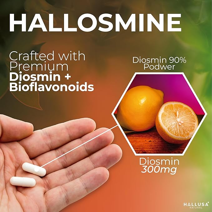 Hallusa Natural Diosmin Circulation - Support for Circulation and Veins - DIOSMIN - DIOSMINE- DIOSMINA - Circulation &amp Vein Support Supplement