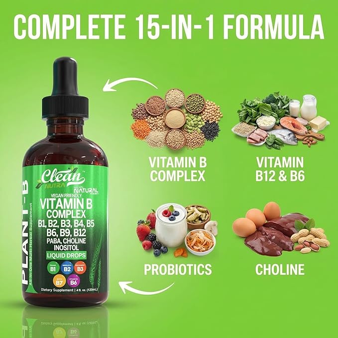 Vitamin B Complex Liquid Drops Plant-B by Clean Nutra