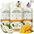 BITTE Immune + Energy Soursop Shots – 3 Pack Ready to Drink Mango Soursop with Zinc Ginseng Guarana &amp Turmeric – Functional Shot Brand for Supplement &amp Juice Lovers – 48 fl oz Total (24 Serv
