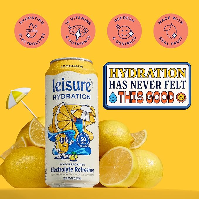Leisure Hydration - Variety Pack and Lemonade Flavor (24 Total Cans - 12 of Variety Flavor and 12 of Lemonade Flavor)
