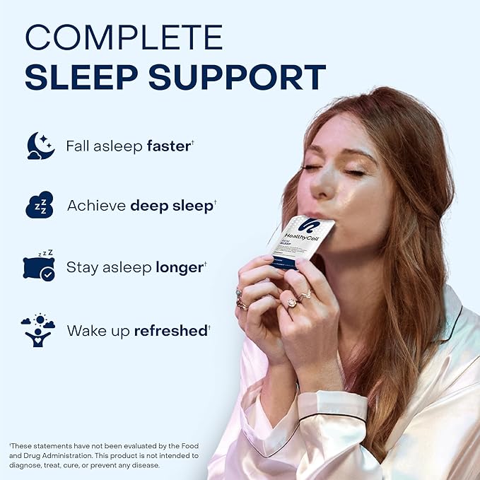 Healthycell REM Sleep - Liquid Gel Extra Strength Sleep Supplement for Adults - Melatonin Magnesium GABA L-theanine Supplement - Maximum Absorption - 14 Gel Packs