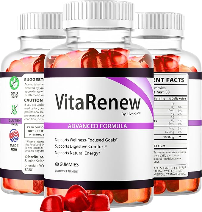 (2 Pack) VitaRenew Gummies - Original VitaRenew Advanced 1050MG Formula - Maximum Strength Supplement Gummy Official Formula Vita Renew All Natural Overall Wellness Support 120 Gummies for 2 Months