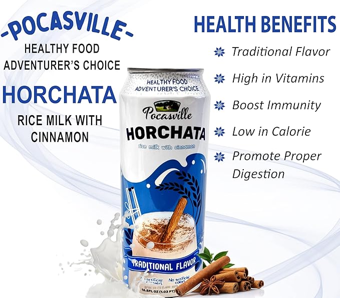 Pocasville Fruit Juices Squeezed not form Concentrate 16.5 Fluid Ounce Can (Horchata 6)